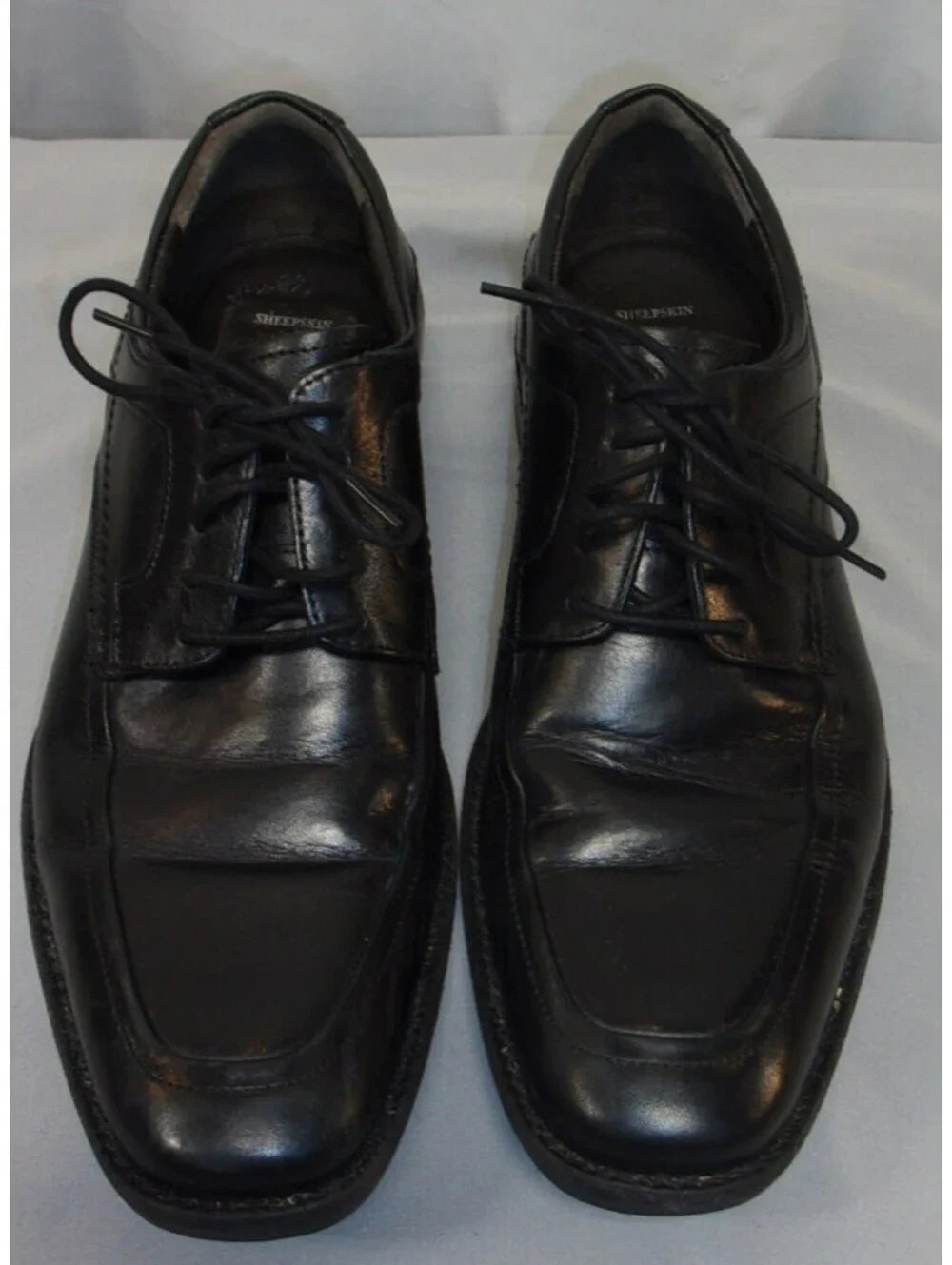 DESIGNER JOHNSTON & MURPHY SHEEPSKIN LACE UP OXFORDS BLACK SHOES MEN SIZE 8 1/2M
